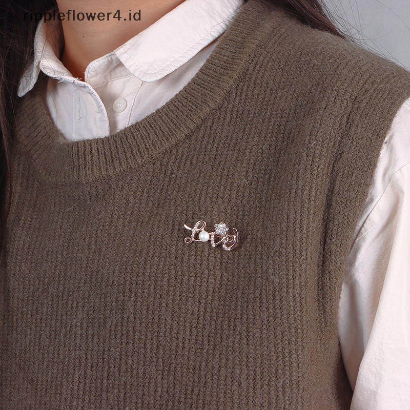 {rippleflower4.id} Bros Cinta Berlian Imitasi Untuk Wanita Surat Pesta Kantor Bros Pin Aksesoris Perhiasan Lucu Valene Hadiah Hari~