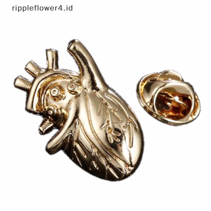 {rippleflower4.id} Fashion 3D Jantung Bros Pin Kerah Dekorasi Lencana Korsase Perhiasan Wanita Hadiah~