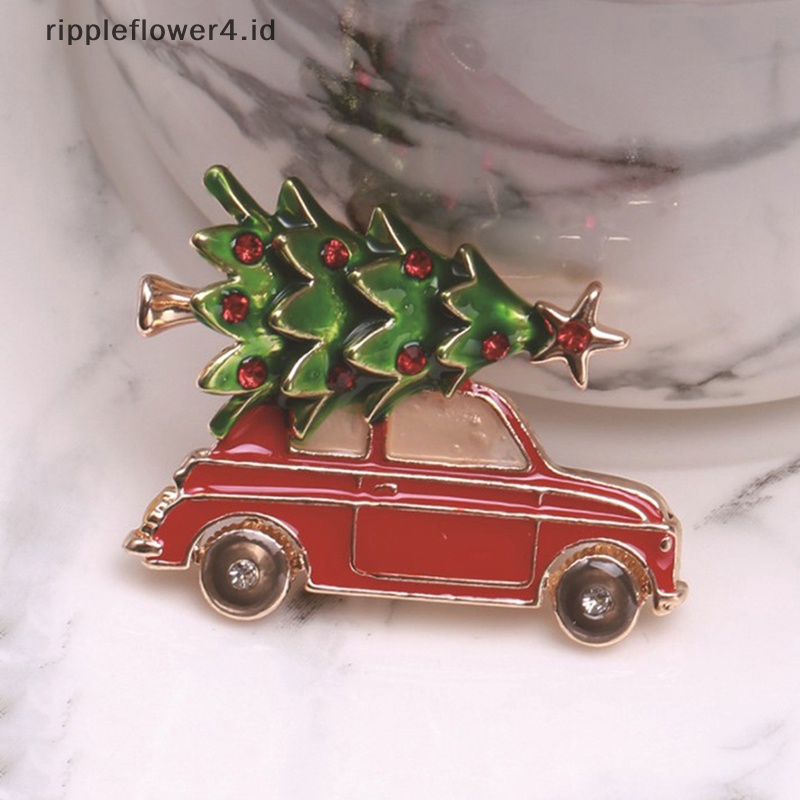 {rippleflower4.id} Enamel Mobil Pohon Natal Bros Pin Wanita Fashion Perhiasan Hadiah Bros Trendi~