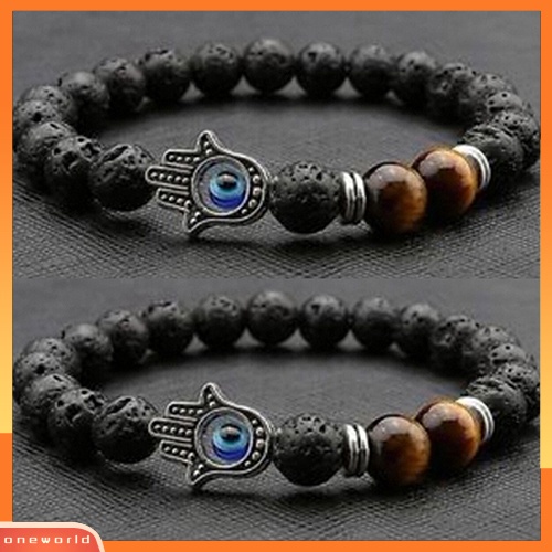 [WOD] Fashion Unisex Perhiasan Manik-Manik Batu Alam Perak Buddha Tangan Pesona Gelang