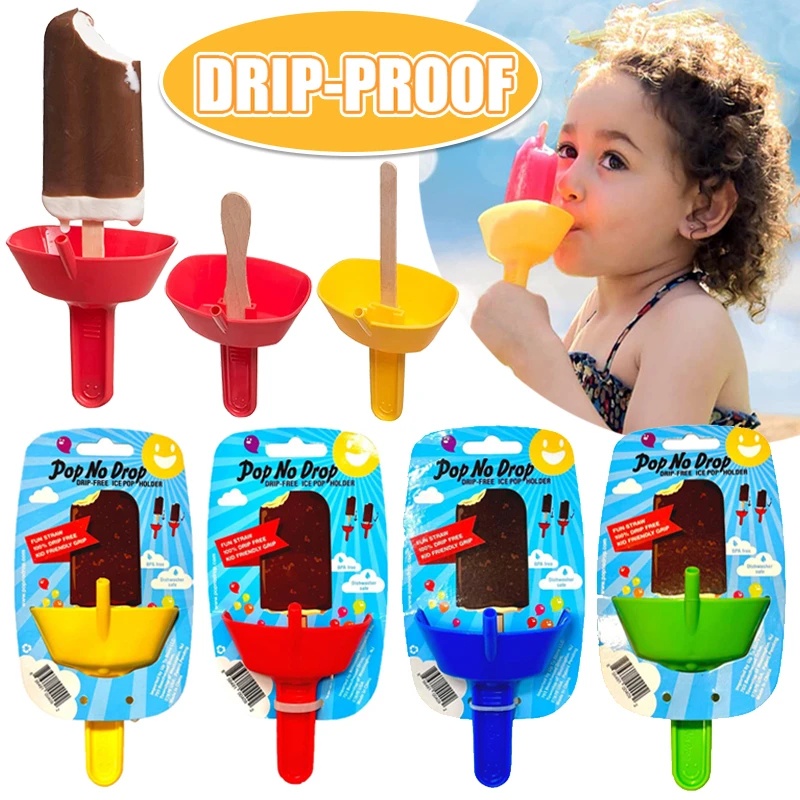 Portable Spill Proof Ice Guard Holder Pop/drip-Proof Handheld Ice Cream Holders/Rak Es Loli Anti-Netes Dengan Sedotan Untuk Anak-Anak/No Drop Frozen Treatments Popsicles Rack Tray