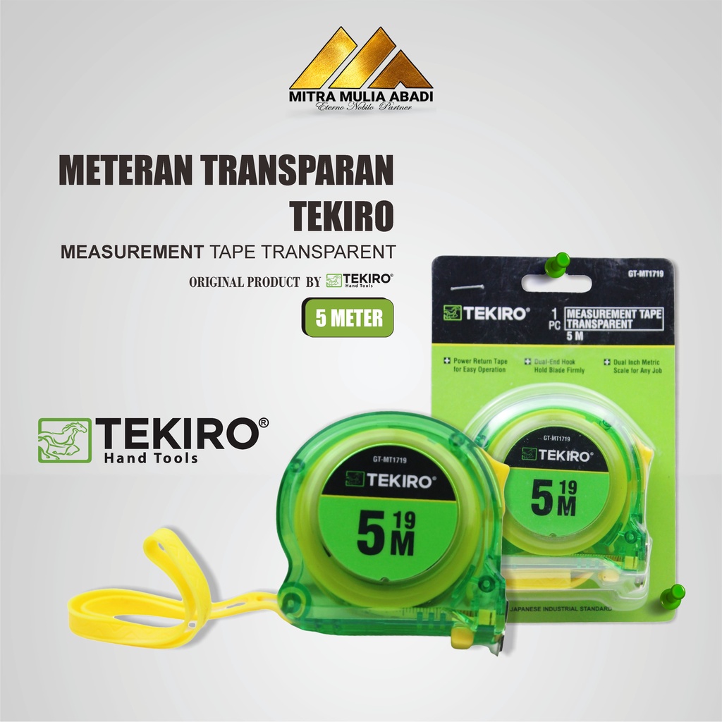 Meteran Tekiro transparan  5 Meter  | Meteran Tekiro 5 Meter l Meteran Gulung Tekiro