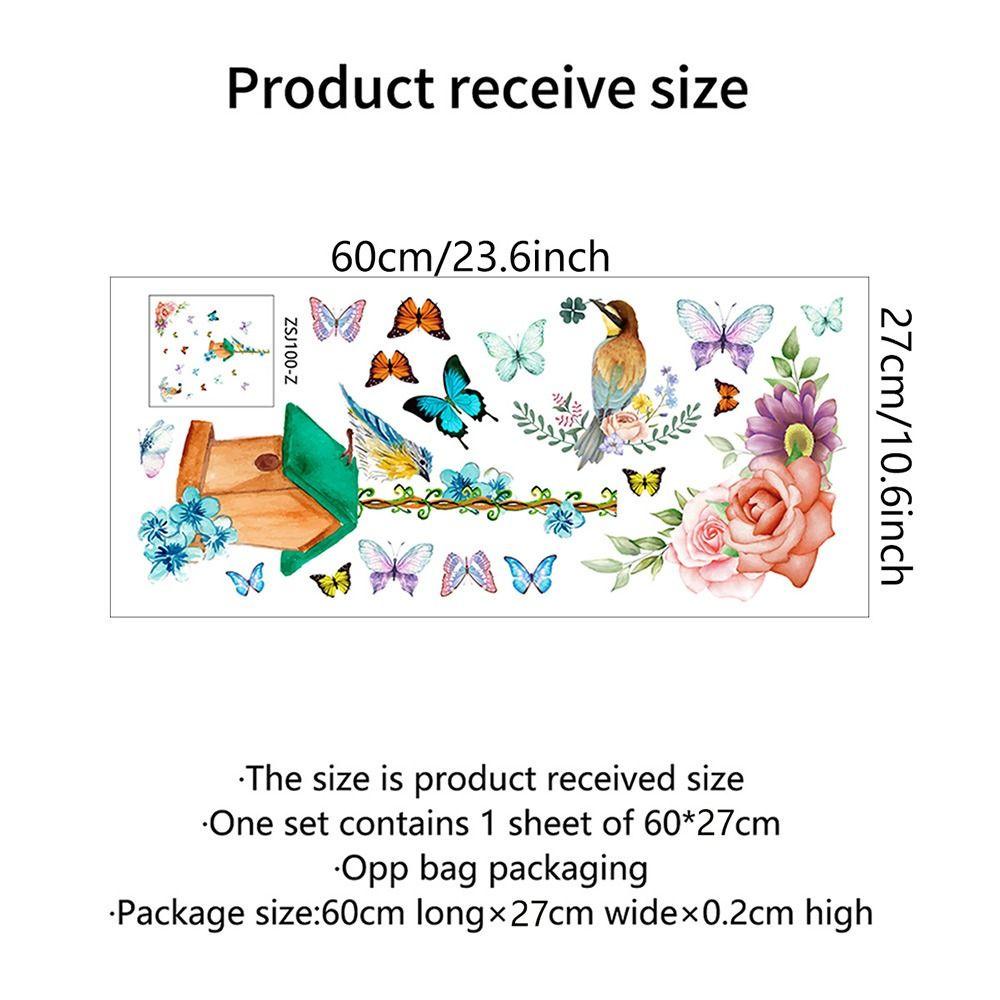 R-FLOWER 2pcs Stiker Dinding Dekorasi Rumah Dua Sisi Terlihat Poppy Merah Bunga Wall Decal