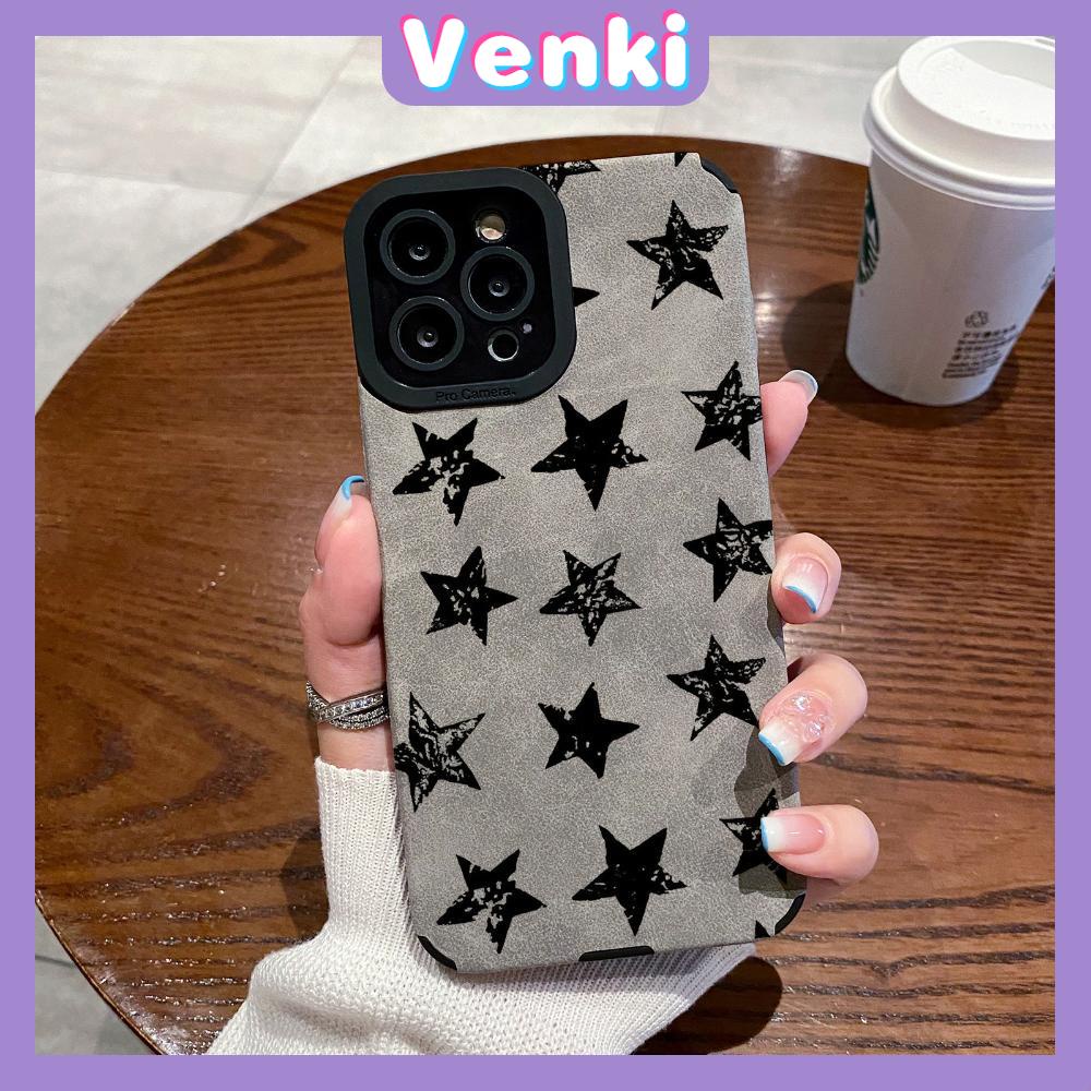 VENKI - Untuk iPhone 11 Case Kulit Kulit Pupil Mata Suede Ponsel Case Lembut Shockproof Airbag Case Pelindung Kamera Pentagram Sederhana Kompatibel iPhone 14 13 Pro max 12 xr xs 7 8