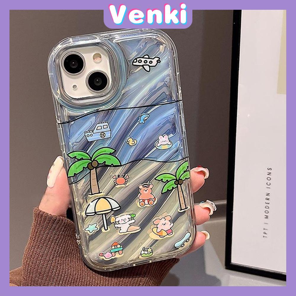 VENKI - Untuk iPhone 11 iPhone Case Laser Reflektif Bening Phone Case TPU Soft Shockproof Airbag Case Lucu Coco Kompatibel dengan iPhone 14 13 Pro Max 12 Pro Max XR XR 7Plus 8Plus