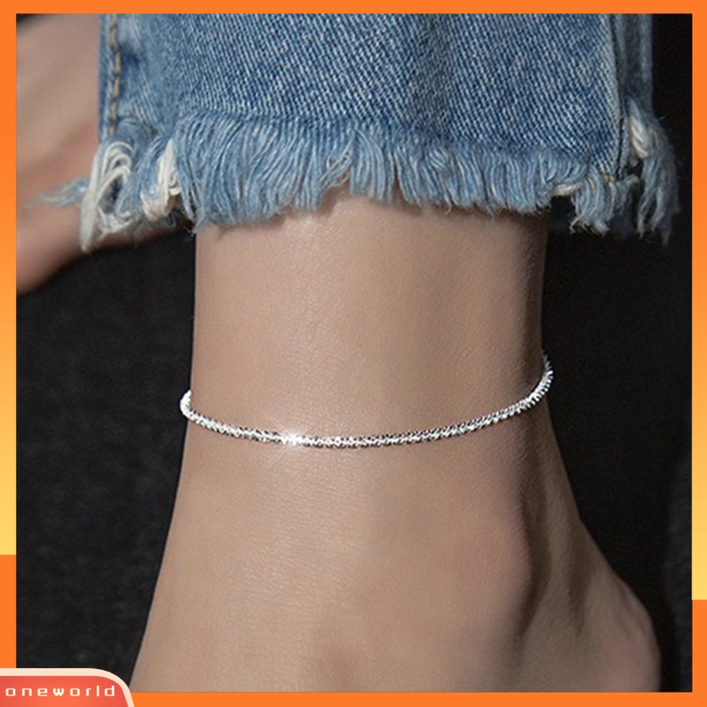[WOD] 1pc Gelang Kaki Berkilau Dipanjangkan Rantai Anti Karat Dapat Disesuaikan Indah Hias Tipis Minimalis Shiny Chain Anklet Wanita Perhiasan