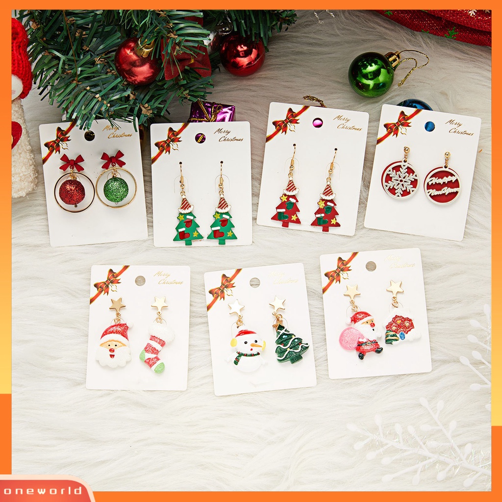 [WOD] 1pasang Anting Wanita Santa Claus Semua Pertandingan Perhiasan Pohon Snowman Kaus Kaki Rumah Liontin Anting Kait Untuk Natal