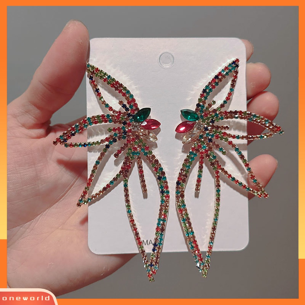[WOD] 1pasang Anting Pejantan Desain Bunga Berlebihan Berlian Imitasi Gaya Eropa Amerika Anting Pernyataan Aksesoris Pernikahan