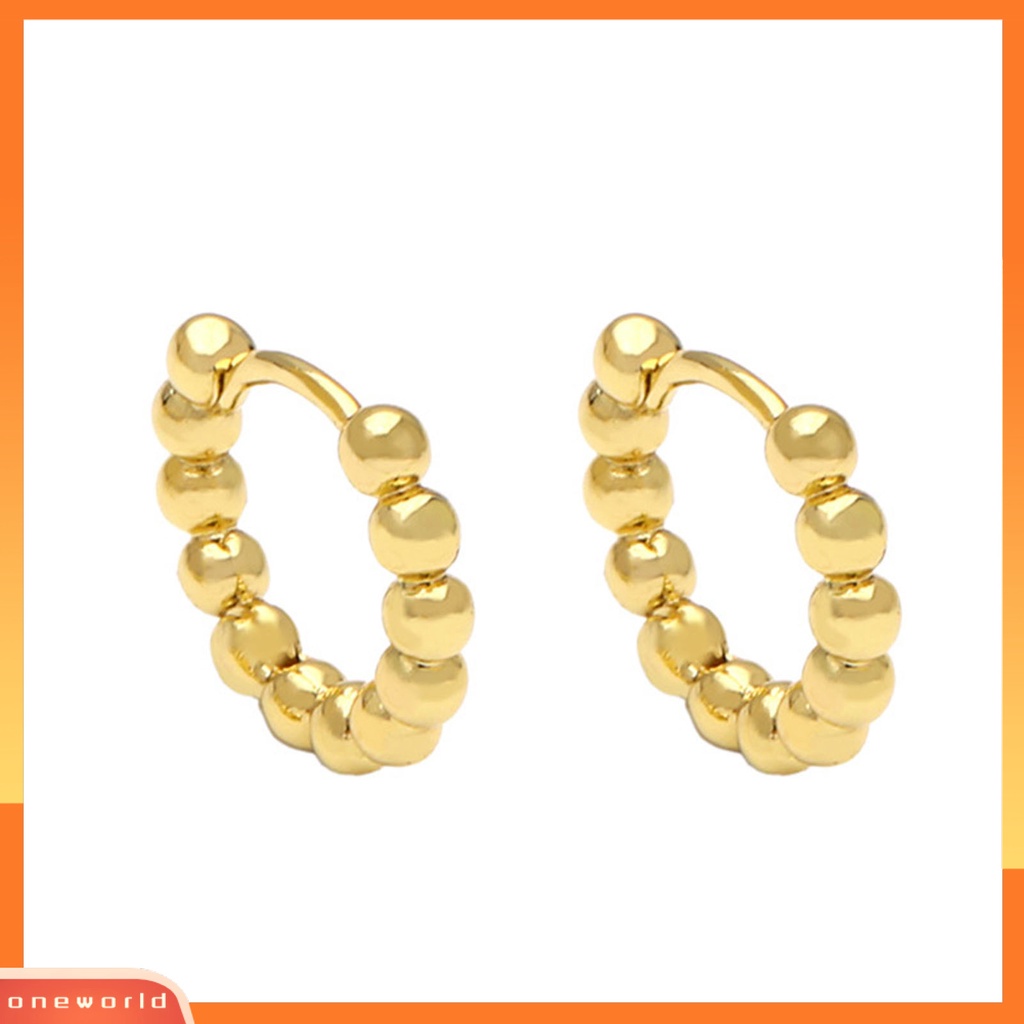 [WOD] 1pasang Huggie Earrings Bulat Lingkaran Warna Solid Permukaan Halus Anti-Cacat Colorfast Hias Shiny Cubic Zirconia Tahan Lama Dilapisi Wanita Anting Untuk Belanja