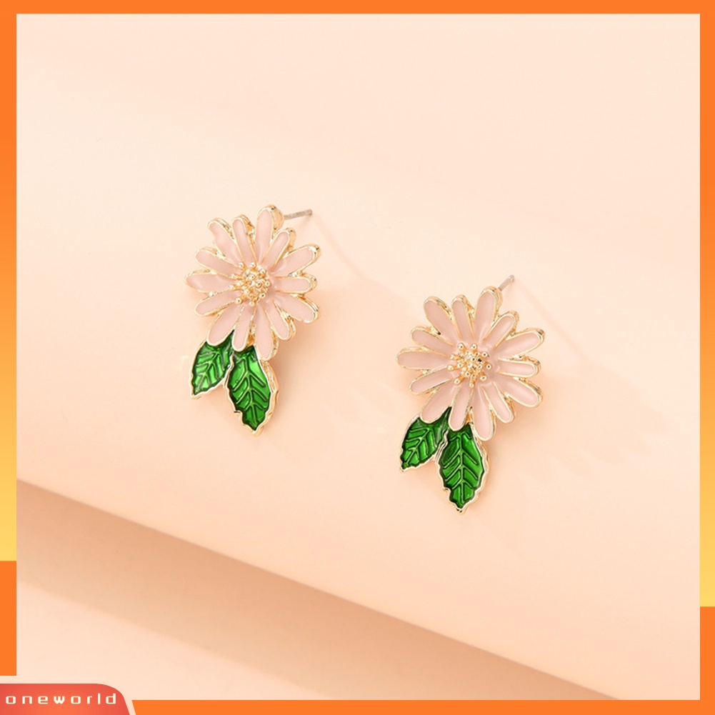 [WOD] Fashion Wanita Marguerite Bunga Enamel Alloy Stud Anting Tindik Perhiasan Hadiah