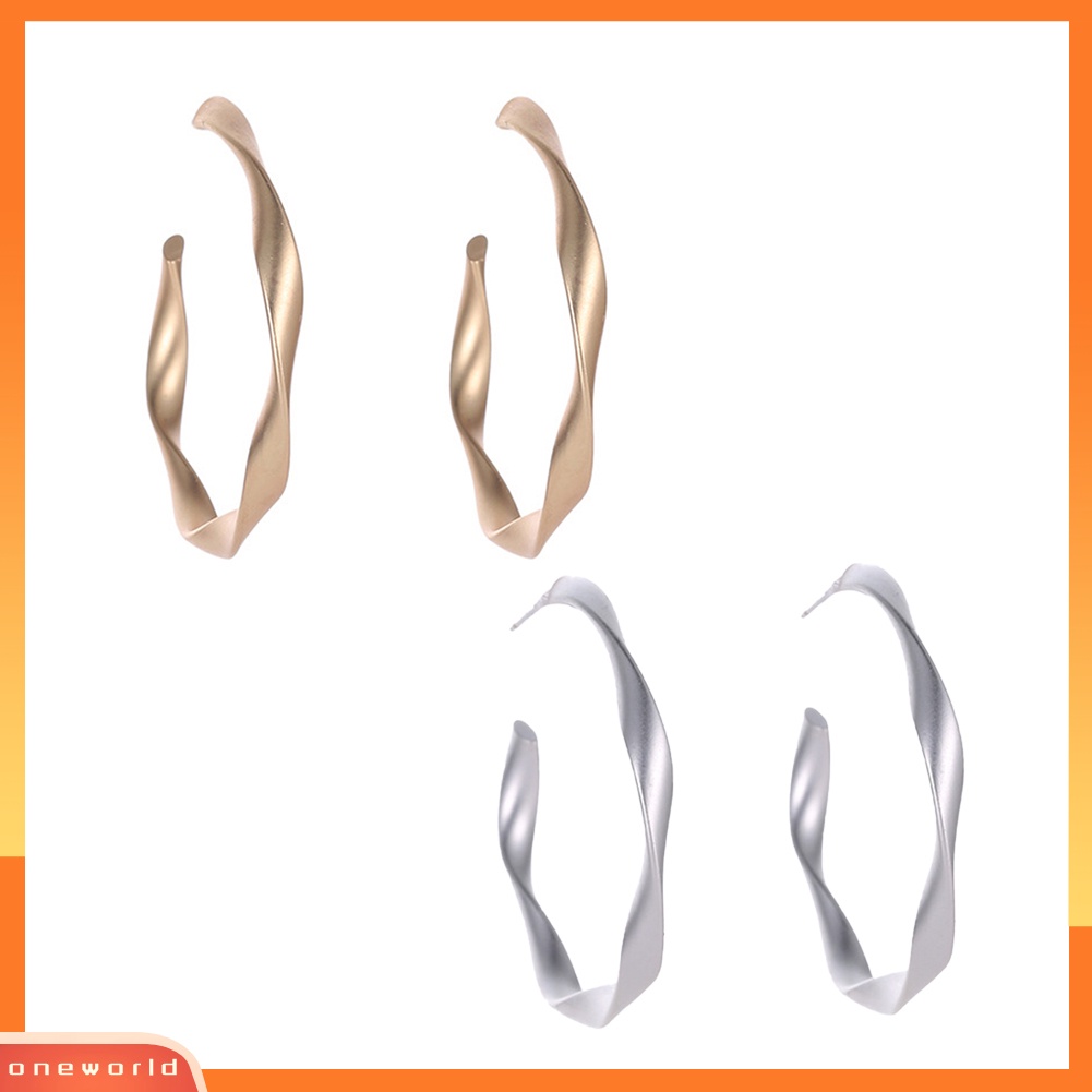 [WOD] 2pasang Wanita Fashion Matte Lingkaran Hoop Leverback Earrings Pesta Perhiasan Hadiah