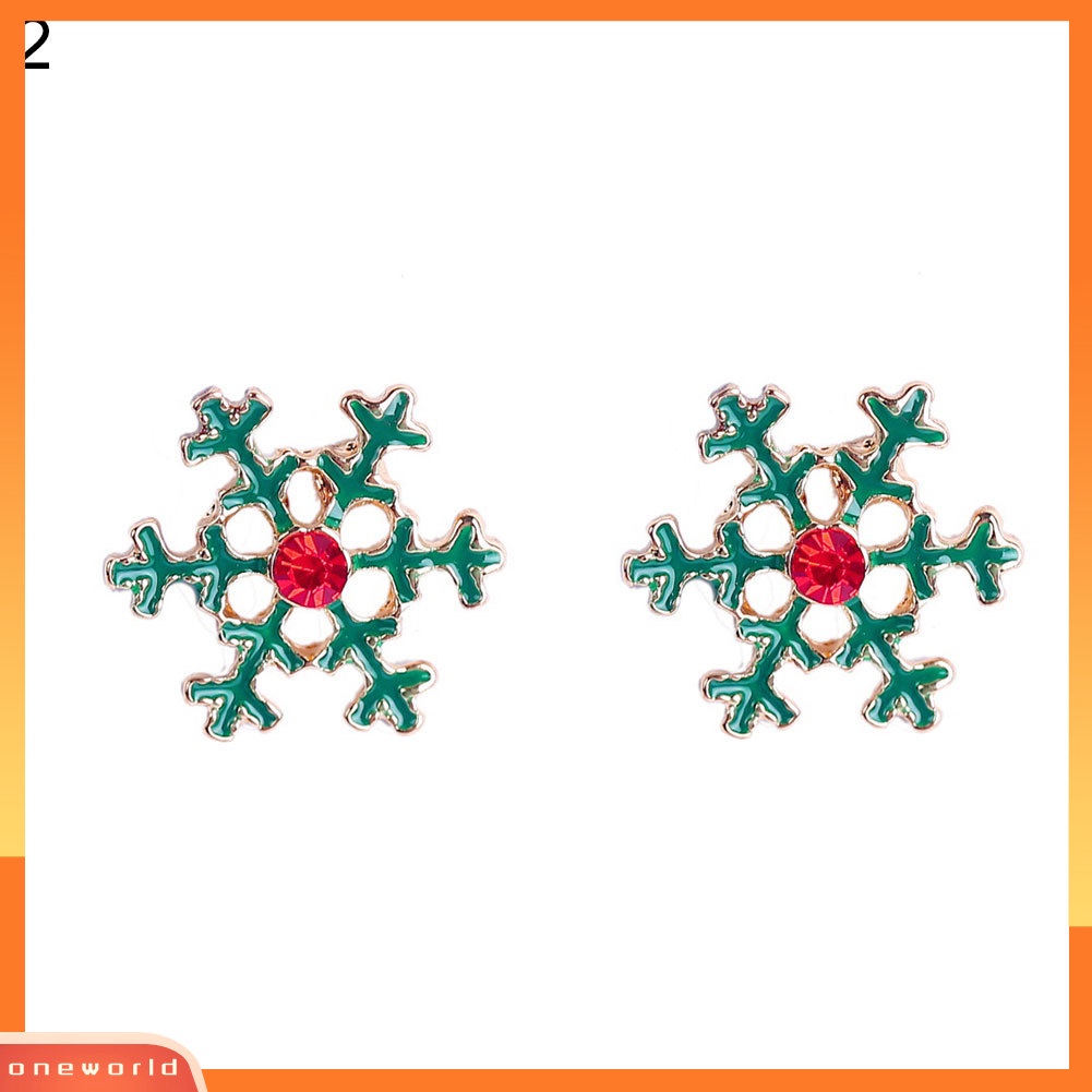 [WOD] Wanita Kreatif Natal Snowflake Candy Cane Stud Earrings Perhiasan Pesta Xmas