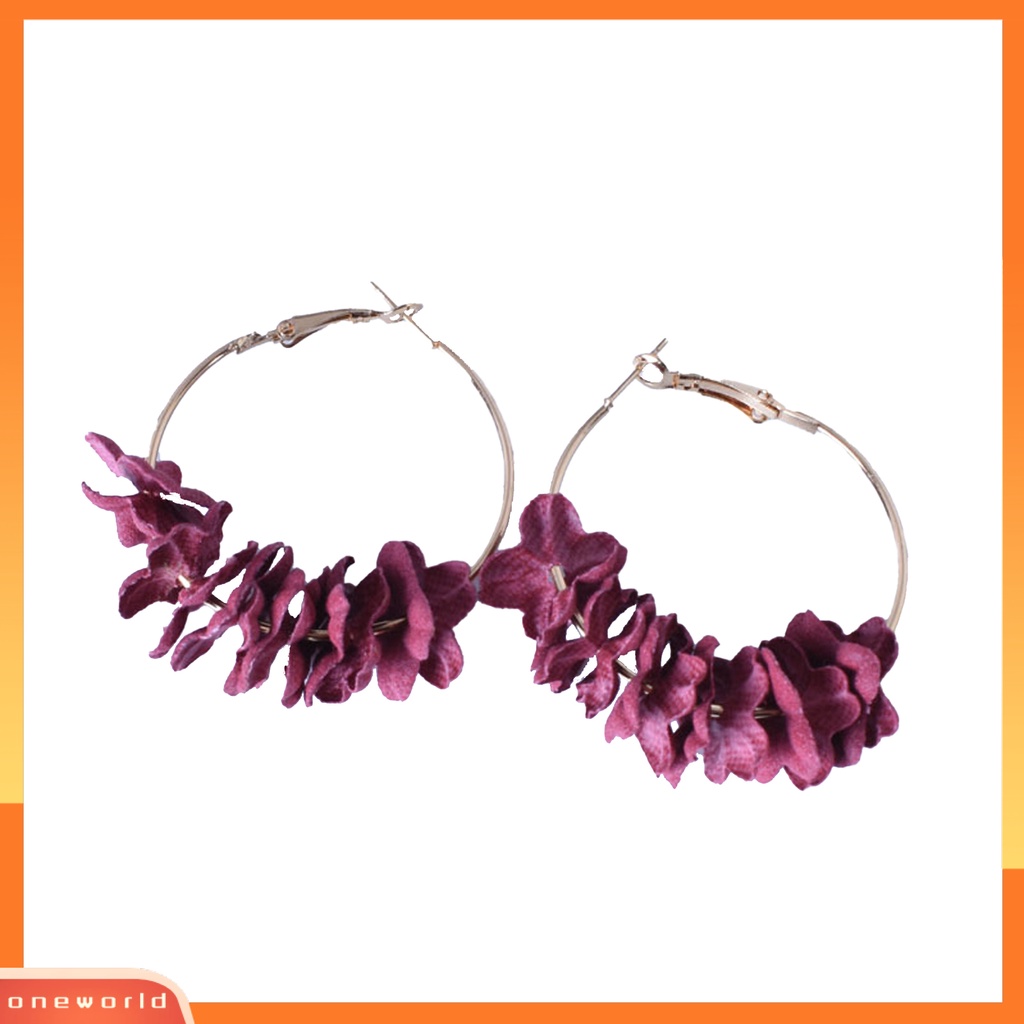 [WOD] 2pcs Anting Hoop Kelopak Eardrop Wanita Perempuan Perhiasan Fashion Sederhana Untuk Pesta