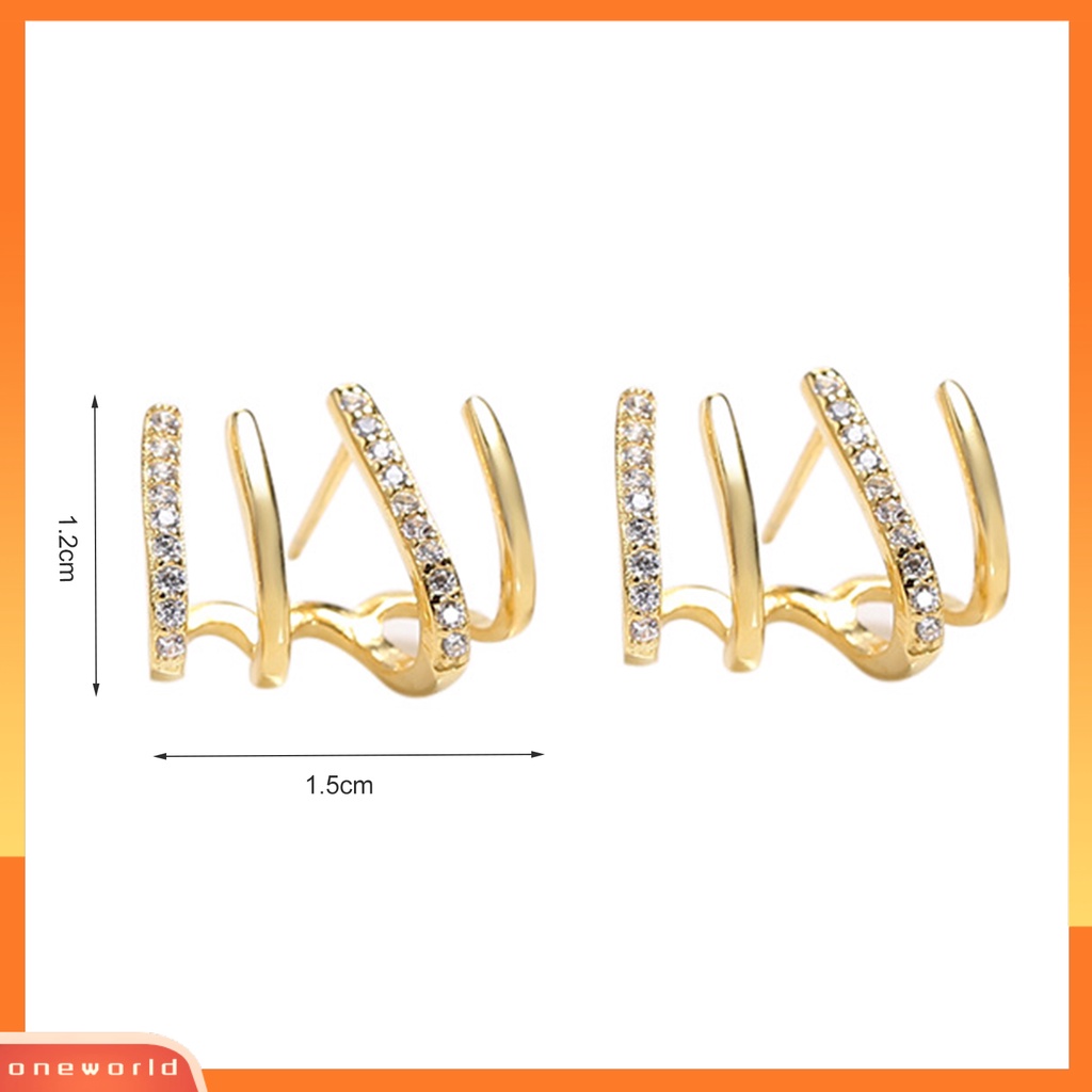 [WOD] 1pasang Anting Giwang Telinga Cakar Berlian Imitasi Kokoh Berkilau Aksesori Perhiasan Untuk Pesta