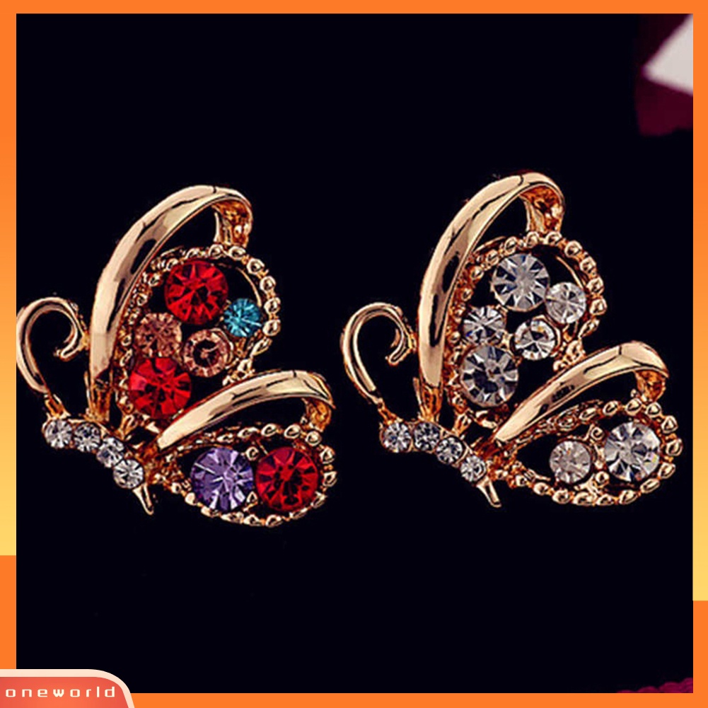 [WOD] Fashion Wanita Berlian Imitasi Bentuk Kupu-Kupu Stud Earrings Selebriti Eardrop Perhiasan