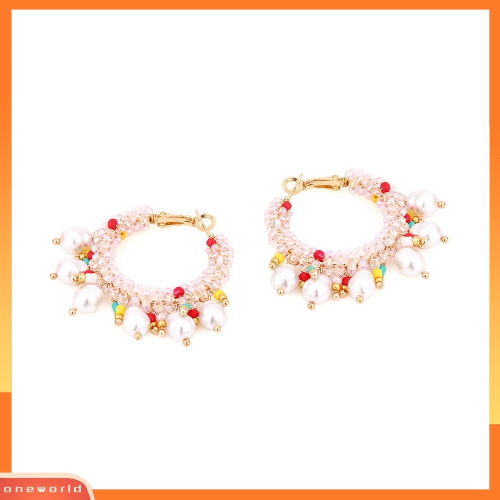 [WOD] 1pasang Wanita Anting Hoop Indah Mewah Berlebihan Gaya Bohemia Kusut Leaverback Earrings Perhiasan Perempuan