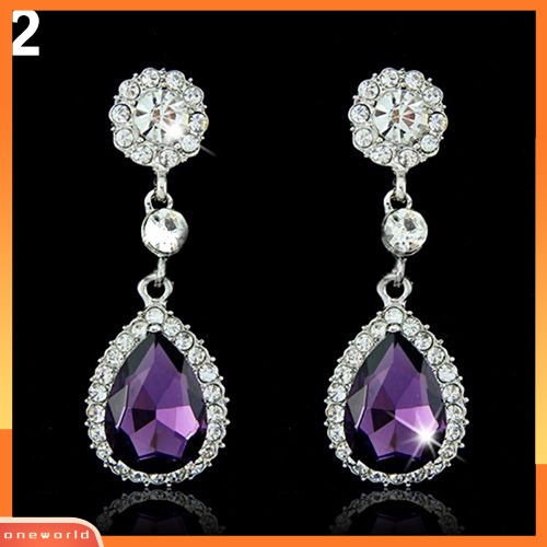 [WOD] Wanita Fashion Berlian Imitasi Teardrop Menjuntai Drop Earrings Perhiasan Pengantin Pernikahan