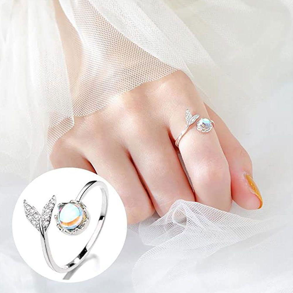 LILY Cincin Wanita Open Rings Perhiasan Kaca Glasir Humanfish Foam