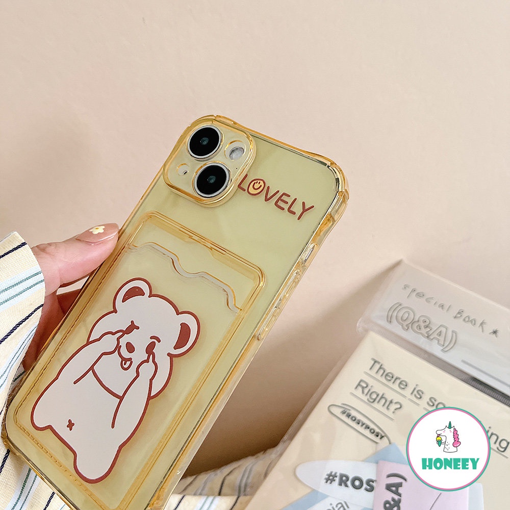 IPHONE Case Kartu Kartun Untuk Iphone14 13 12 11 Pro Max X XR XS Max7 8 14 Plus SE Dompet Bening Lembut Bumper Penutup Belakang