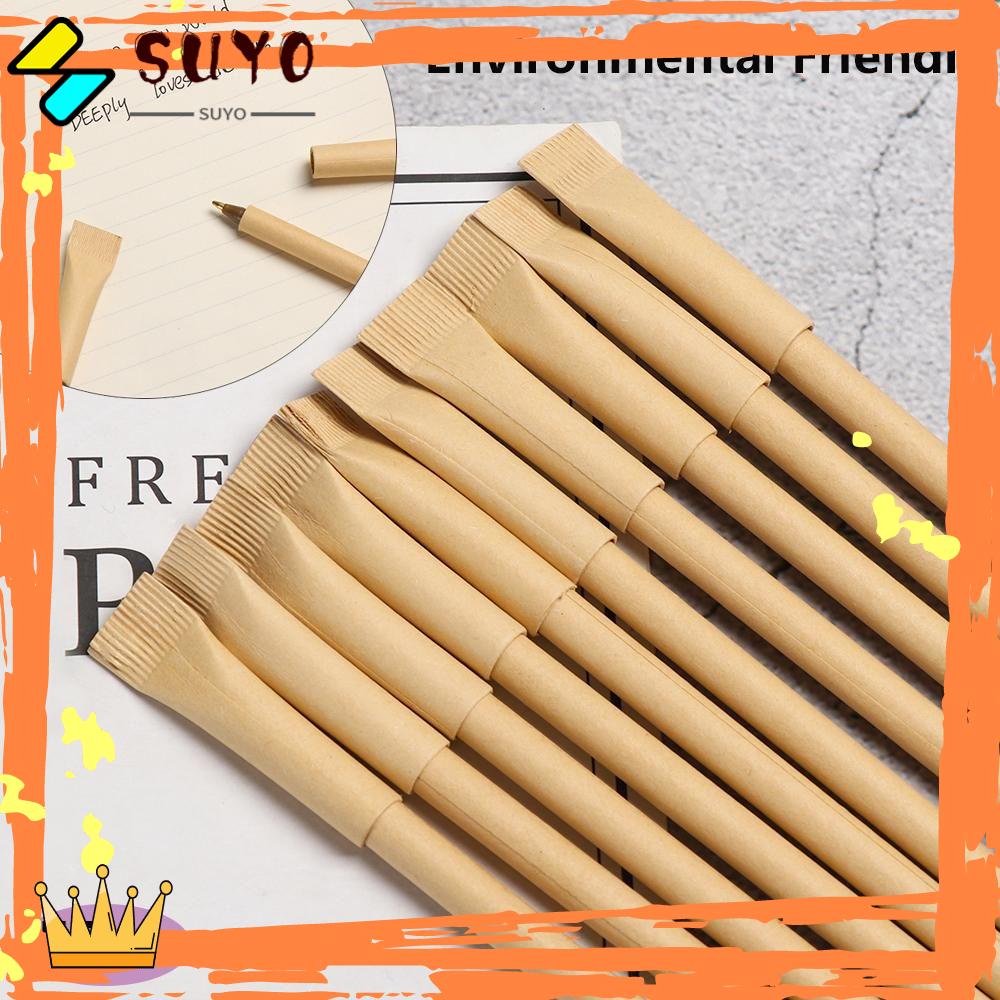 Suyo 5Pcs Kraft Paper Pen Baru Halus Pasta Gigi Kantor Bentuk Alat Tulis Signature Pen