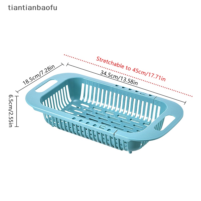 [tiantianbaofu] New Organizer Sayuran Adjustable Rak Wastafel Dapur Drain Basket Telescopic Boutique