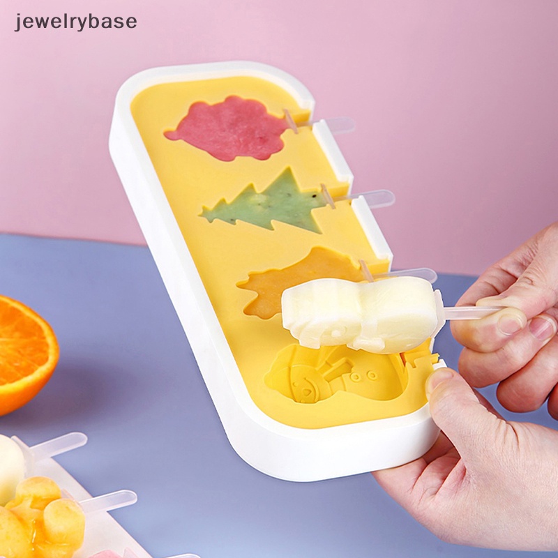 [jewelrybase] Cetakan Silikon Es Krim Ice Cube Maker Dengan Tutup Family Popsicle Ice Cube Tray Butik