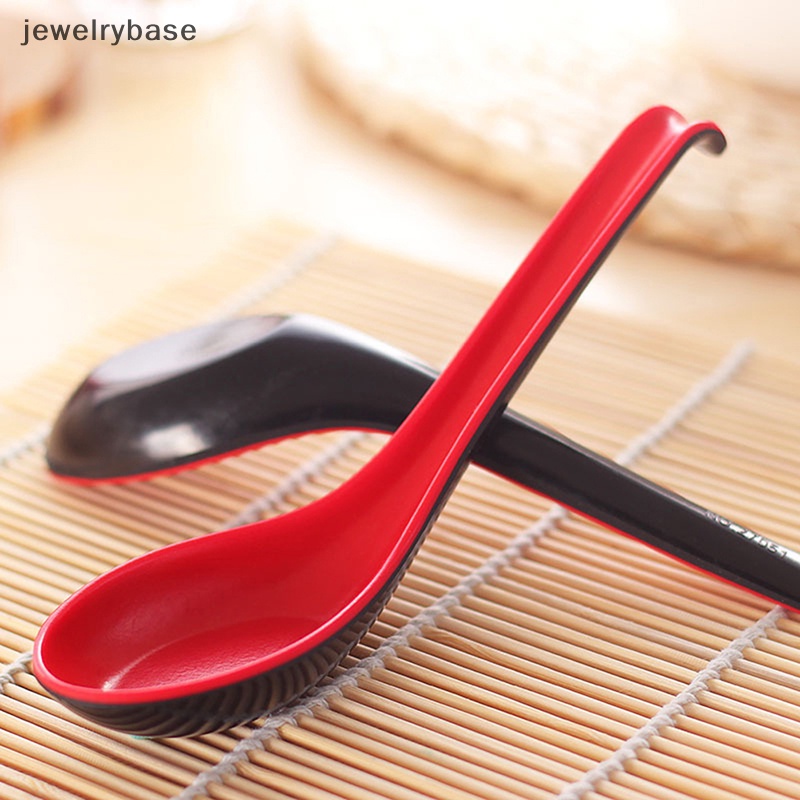 [jewelrybase] 3pcs Atau 5pcs /set Sendok Sup Plastik Merah Dan Hitam Peralatan Dapur Alat Sendok Butik