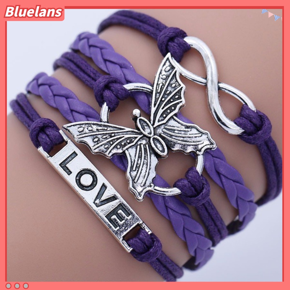 [BLS] Vintage Handmade Wanita Rajutan Multi Layer Kupu-Kupu Gelang Perhiasan Rantai