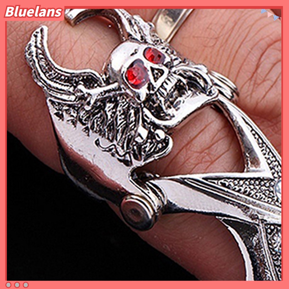 [BLS] Fashion Pria Gothic Punk 2steps Skull Joint Knight Finger Cincin Baja Titanium