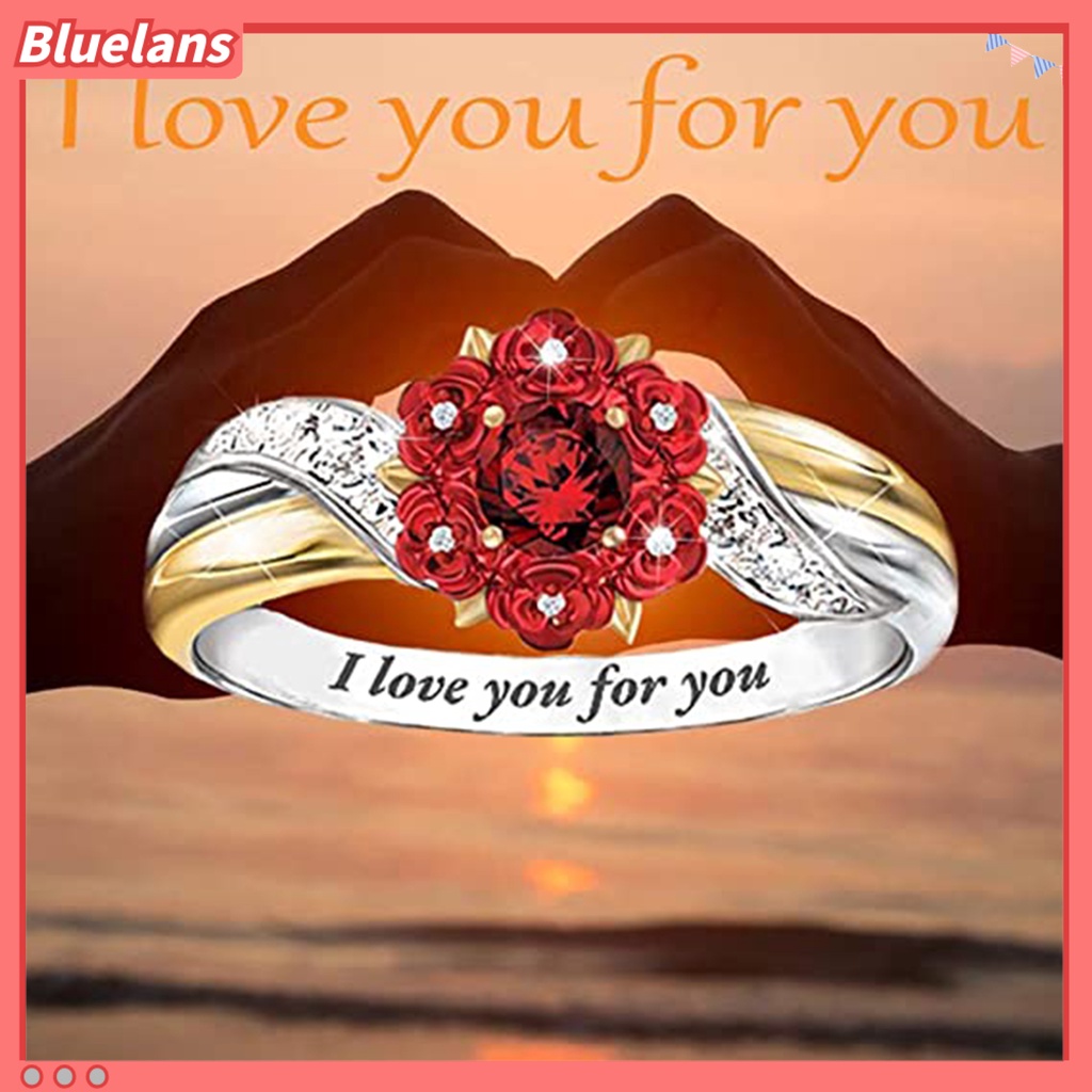 [BLS] Women Ring Indah Nice-looking Portabel Wanita Indah Cinta Hati Rose Ring Untuk Pernikahan