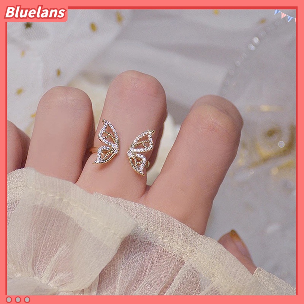 [BLS] Cincin Jari Bentuk Indah Bahan Alloy Tahan Karat Hias Butterfly Wanita Open Ring Untuk Anak Perempuan