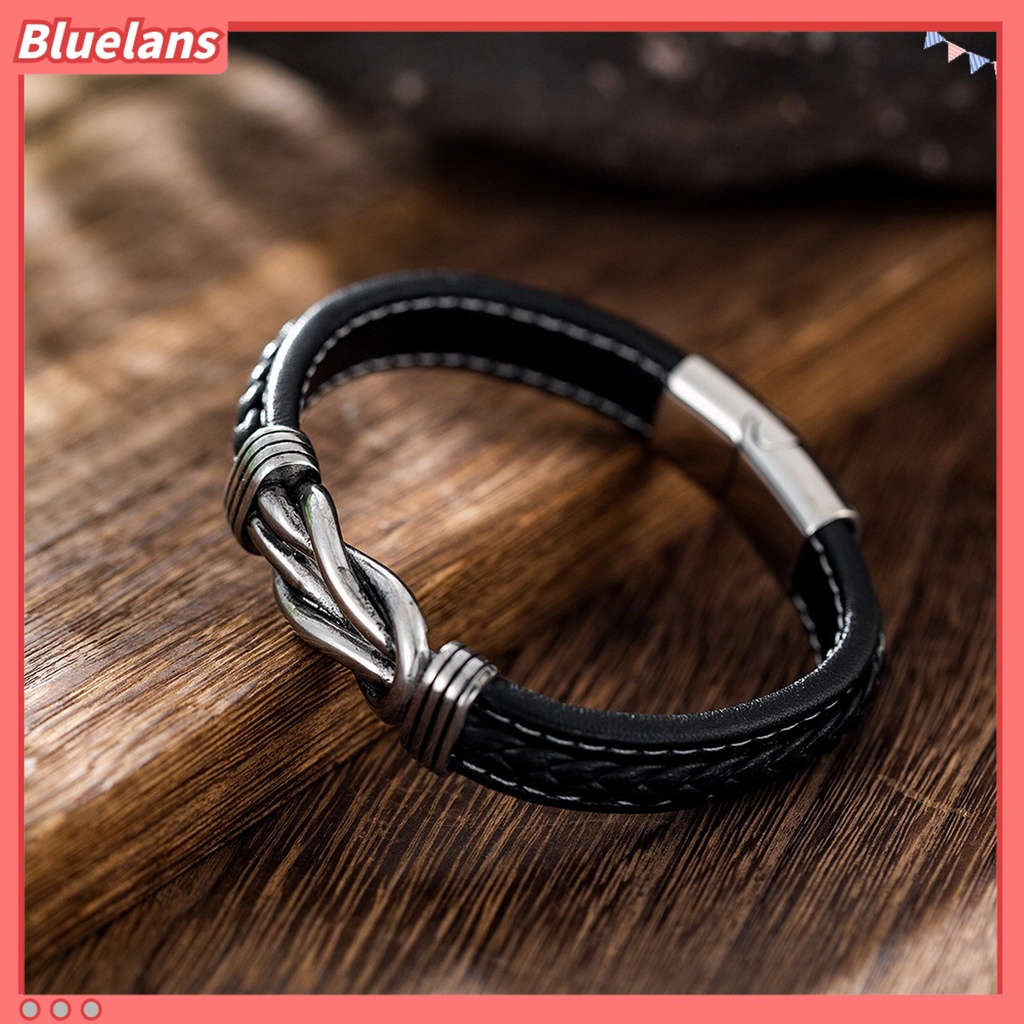 [BLS] Pria Gelang Dikepang Gesper Besi Kulit Imitasi Kasual Hip-hop Aksesoris Pakaian Fashion Perhiasan Memutar Alloy Laki-Laki Cuff Bangle Untuk Harian