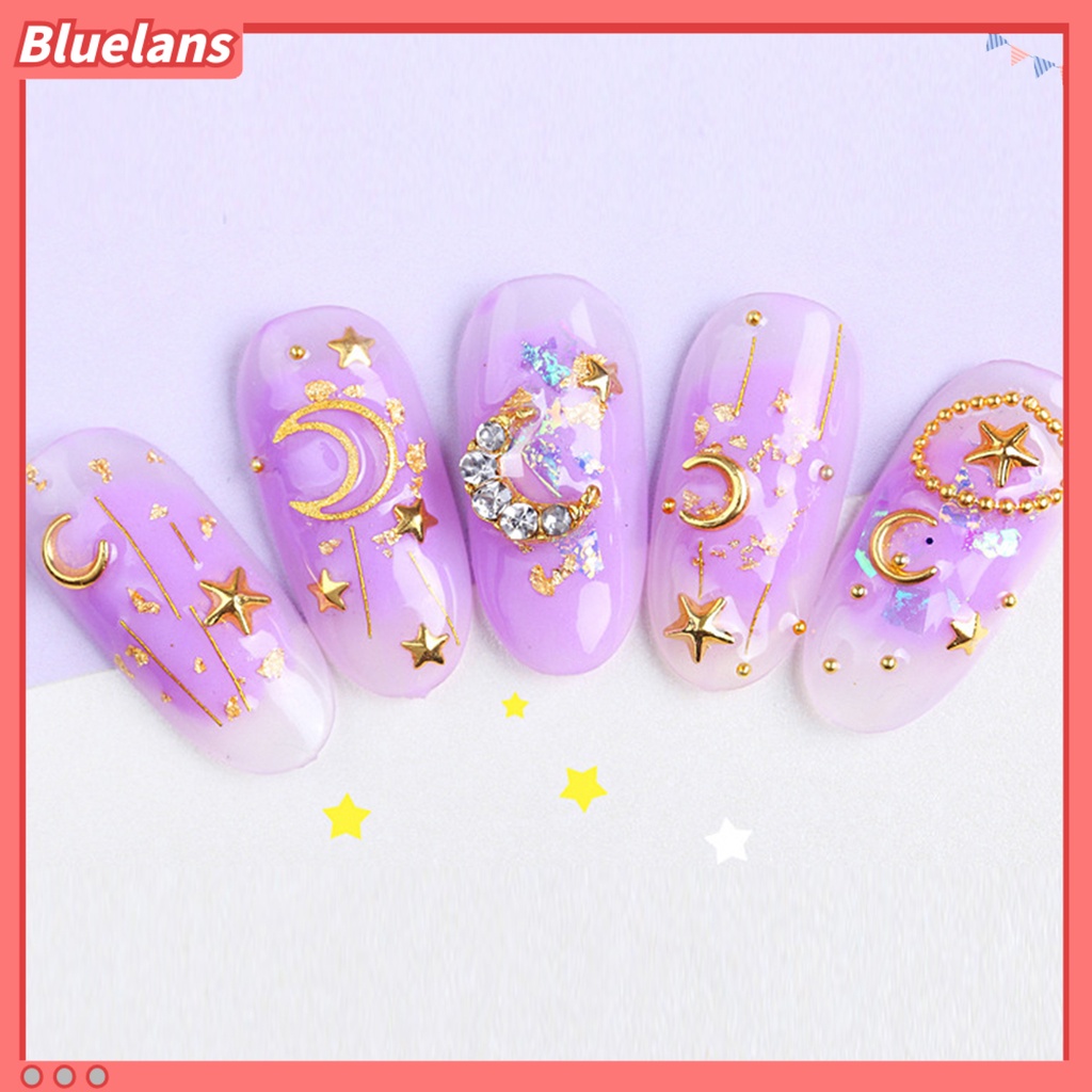[BLM] Campuran Tembaga Lembaran Rivet Motif Bulan Bintang Nail Art Tips Sequin Decal Tool