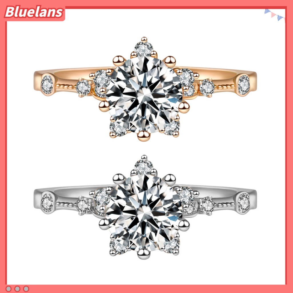 [BLS] Wanita Zirkon Bersinar Snowflake Open-end Cincin Retro Circlet Perhiasan Pasangan Hadiah