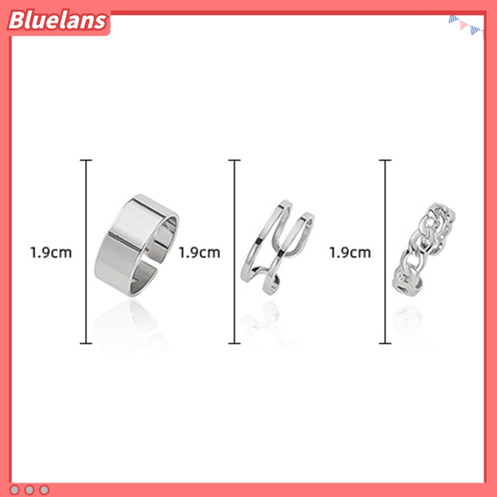 [BLS] 3pcs /Set All-match Terbuka Dapat Disesuaikan Stackable Finger Ring Knuckle Ring Perhiasan Aksesori