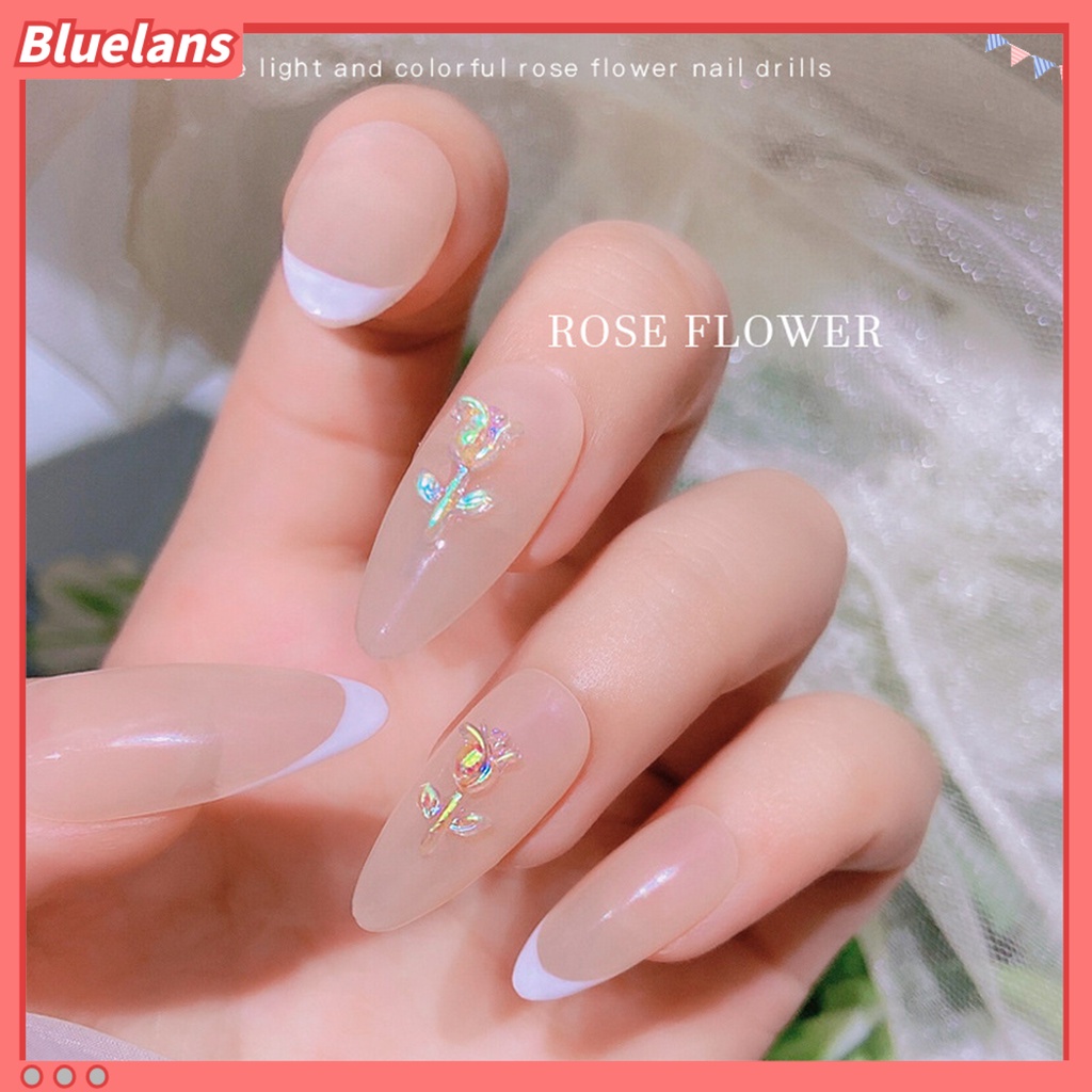 [BLM] 30pcs /Set Ornamen Bunga Kuku Gaya Mawar Efek 3D Penembus Es Resin Lucu Aurora Floral Art Dekorasi Untuk Manicure