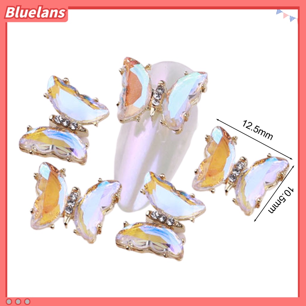 [BLM] 5pcs /Set Kuku Ornamen Kupu-Kupu Penembus Es 3D Colorful Shiny Manicure Crystal Butterfly Untuk Kecantikan