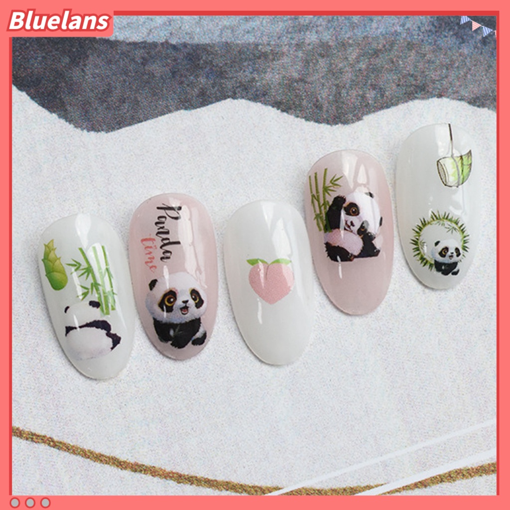 [BLM] Desain Daun Panda Lucu Stiker Kuku Tempel Dekoratif Mudah Perekat DIY Kertas Nail Art Stiker Perlengkapan Kuku