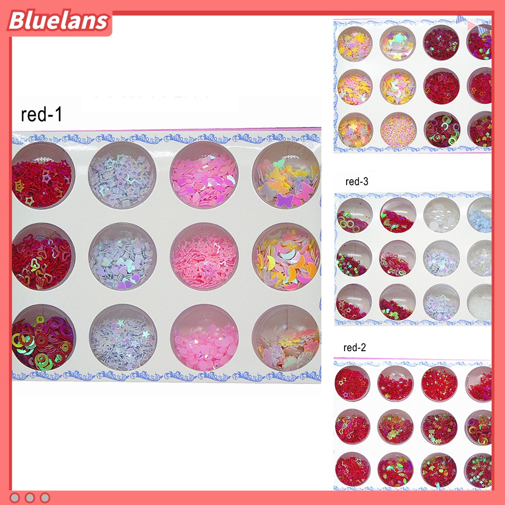 [BLM] 12toples/1kotak Shiny Sweet Pattern Manicure Nail Art Mata Rias Payet DIY Alat