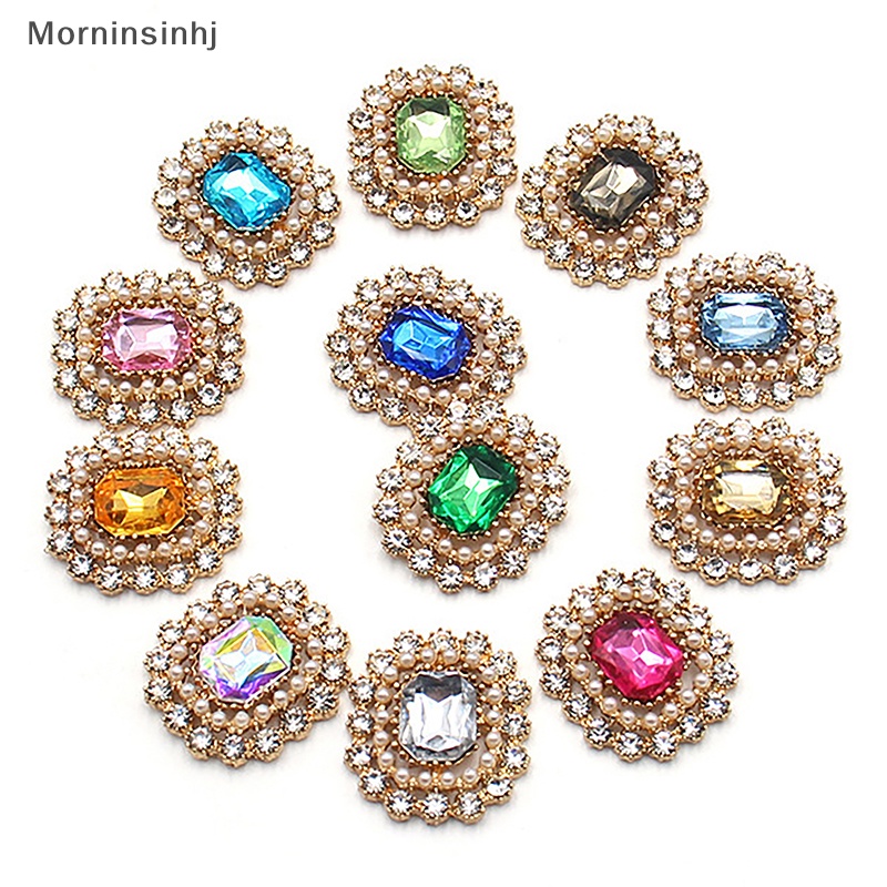 Mornin 2Pcs Alloy Mahkota Snap Berlian Imitasi Flatback Buttons Perhiasan Untuk Pakaian Pernikahan Jahit DIY Gelang Kalung Aksesoris Dekoratif id