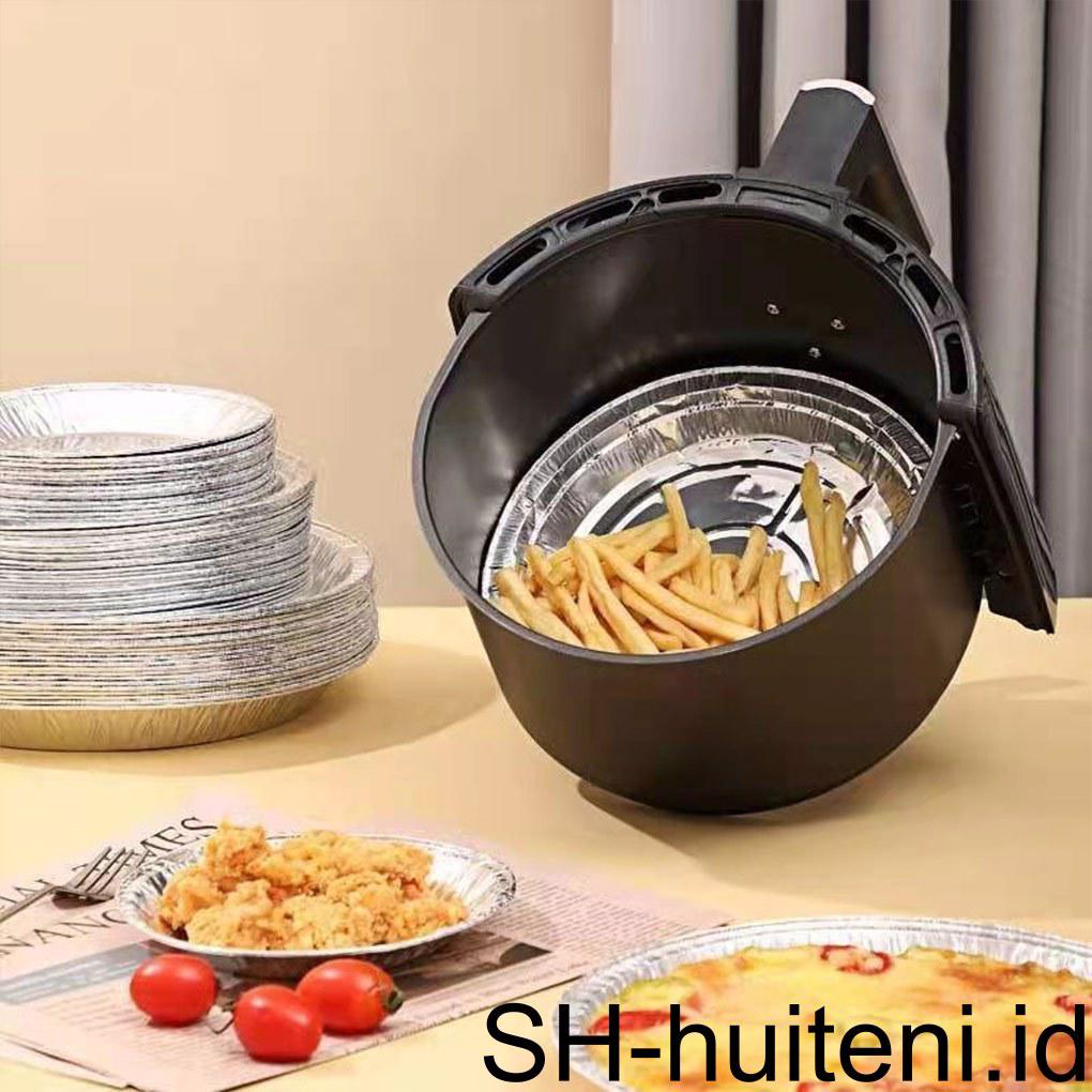 50pcs Air Fryer Tinfoil Pad Bakeware Fitting Alat Dapur Sekali Pakai Non-stick Barbekyu Liner Aksesori Memasak