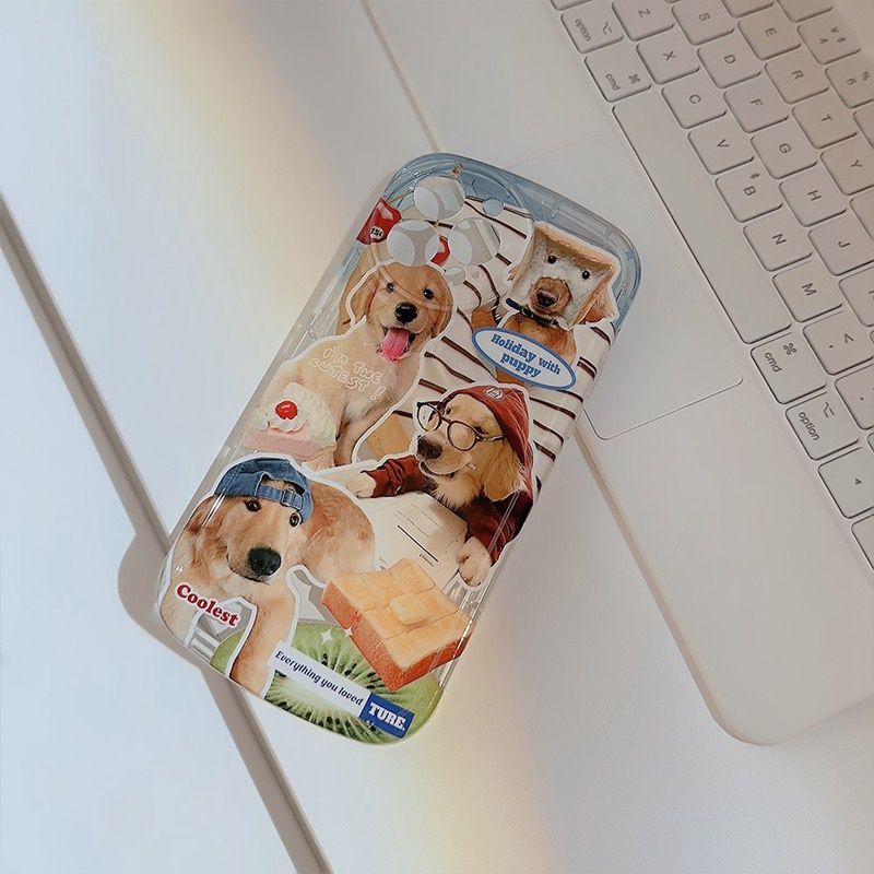 IPHONE Indah!Casing TPU Soft Anjing Emas Kecil iP Iphone14+Plus 11 12 13 Pro Max IMD FTD Casing Apple