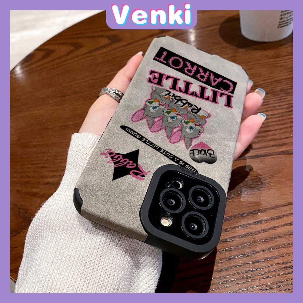 VENKI - Untuk iPhone 11 Case Leather Pupil Suede Case Soft Shockproof Case Camera Simple Cute Bunny Kompatibel dengan iPhone 14 13 Pro max 12 Pro max xr xs 7Plus 8Plus