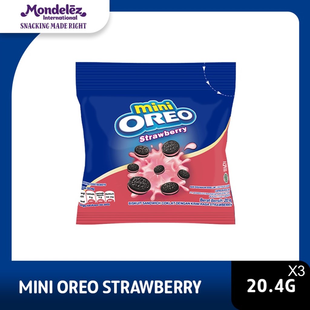 

Mini Oreo Biskuit Strawberry Pcs 20.4g Untuk Traveling - triple pack