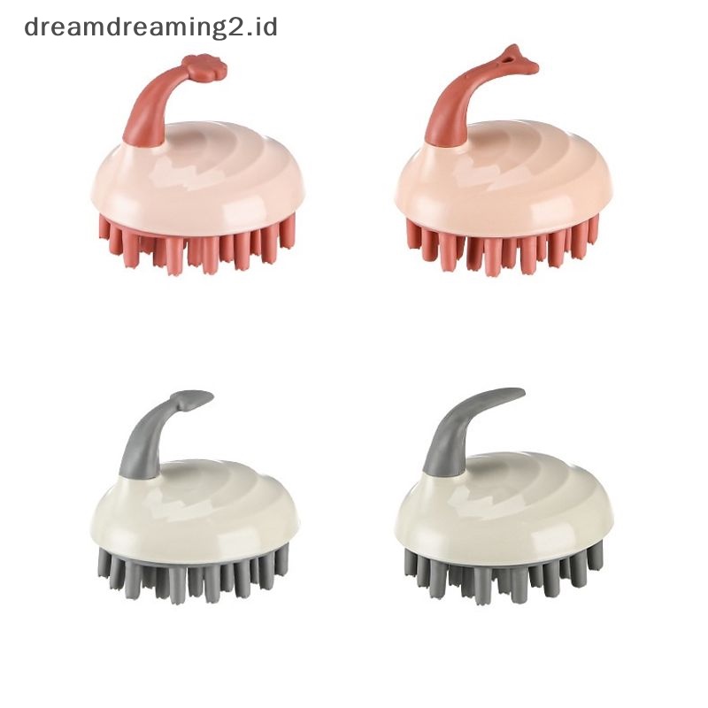 (drea) 1pc Sikat Shampo Silikon Gatal Sisir Pijat Kulit Kepala Shower Brush Produk Mandi //