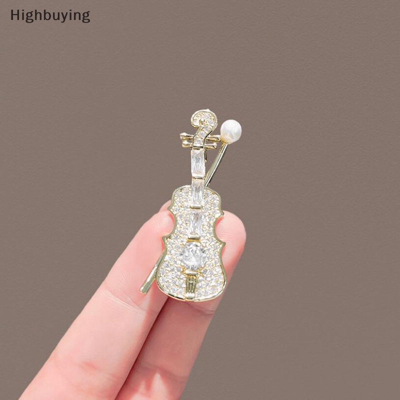 Hbid Fashion Wanita Bros Kristal Berlian Imitasi Biola Bros Pin Perhiasan Brooch Alat Musik Pesta Perhiasan Hadiah Glory