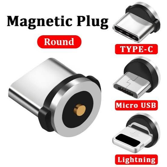 kepala casan magnet 1 konektor micro USB type C iphone plug kabel magnet kabel magnet 1 titik