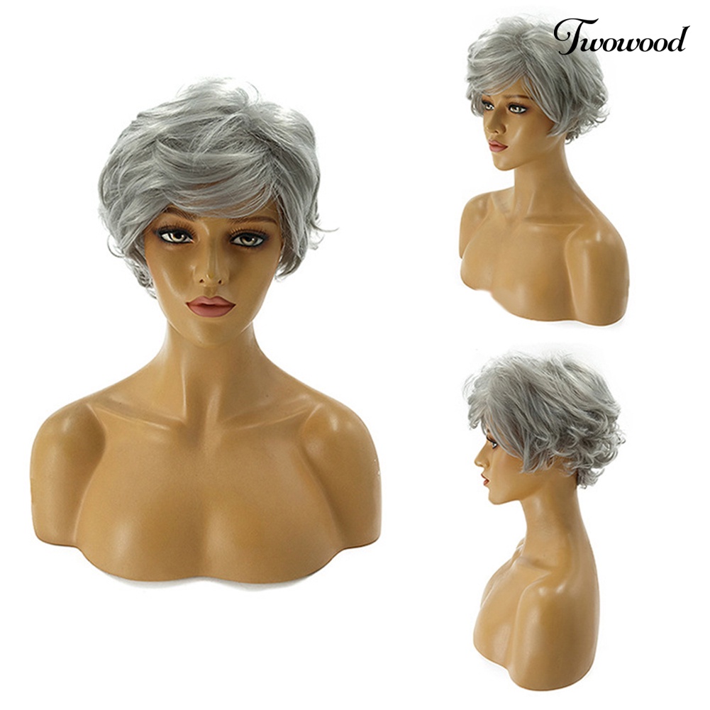 Twowood Fashion Wanita Pendek Keriting Rambut Wig Mawar Net Topi Kepala Pesta Ekstensi Sopak