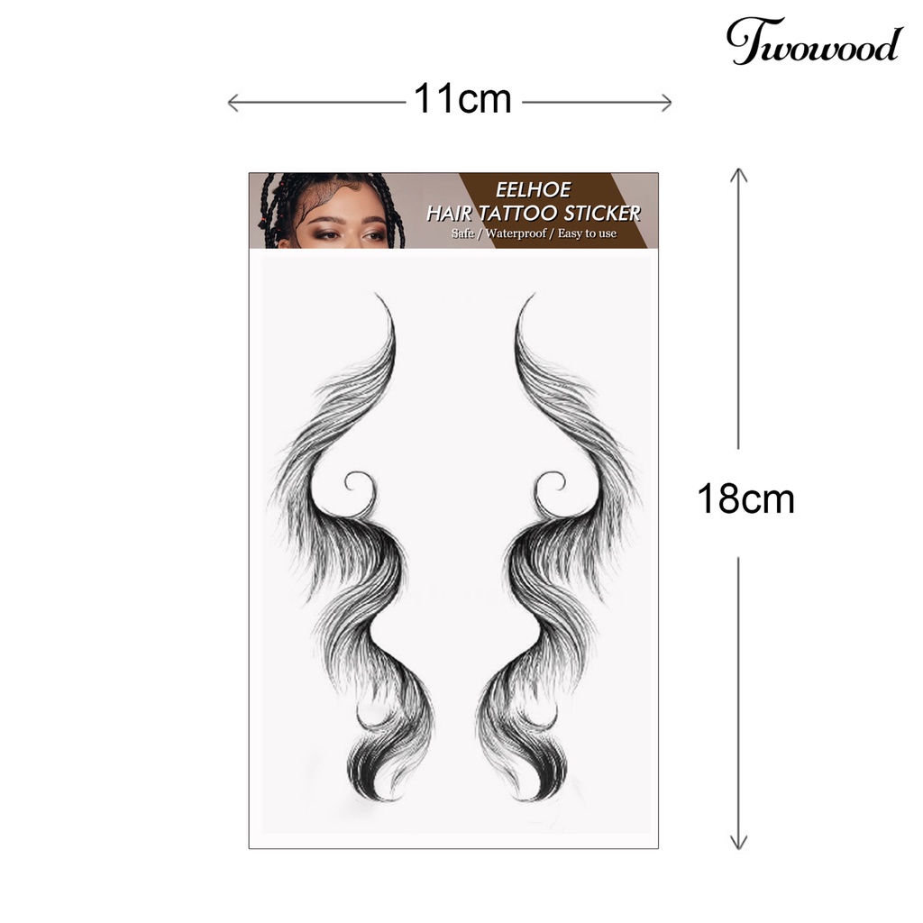 Twowood 12Pcs /Set Rambut Tato Stiker Tahan Air Styling Rambut Ultra Tipis Curling Tepi Rambut Bayi Rambut Stiker Untuk Kecantikan