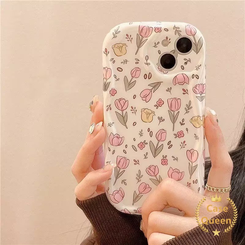 Casing 3D Wavy Curved Edge Glossy Untuk Redmi A2 9 9A 10C 10 9C NFC A1 9T 10A Redmi Note 11 12 10 Pro Max 10s 9 11s 8 10Pro POCO M3 Transparan Fresh Flowers Floral Soft Cover